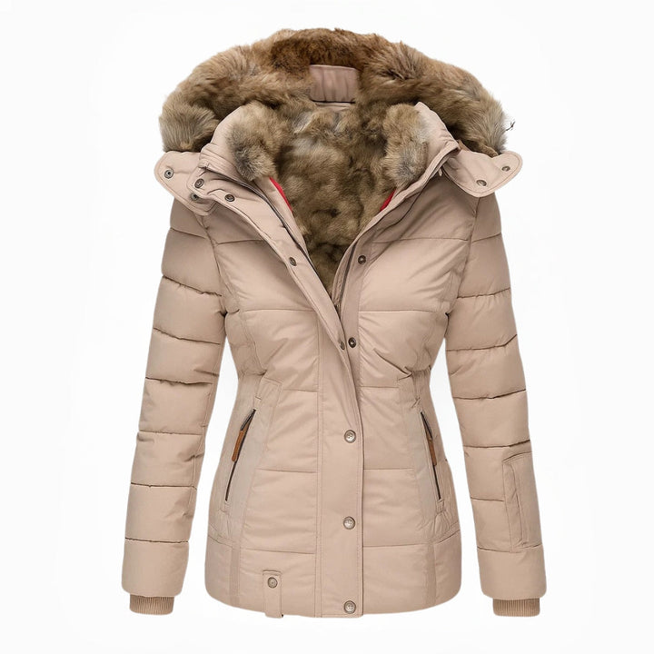 WINIFRED™ | HOODED FAUX FUR TRIM PUFFER COAT