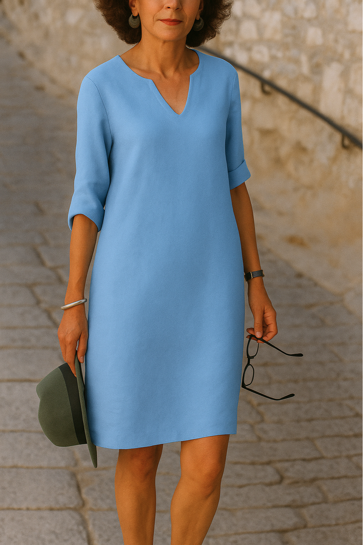 ADRIANA | Flowing V-Neck Dress with Elegant Lines