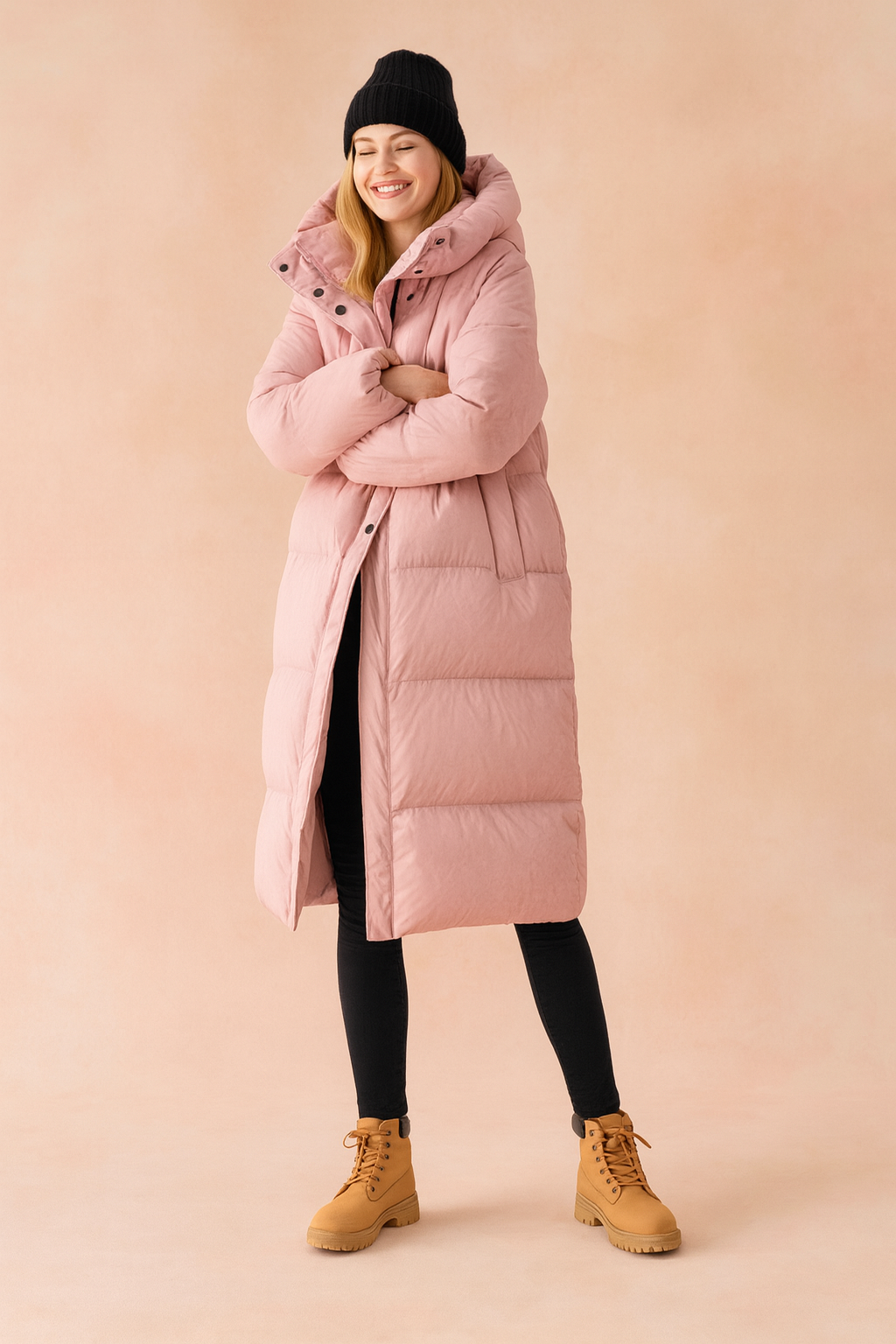 LONG QUILTED HOODED PUFFER COAT