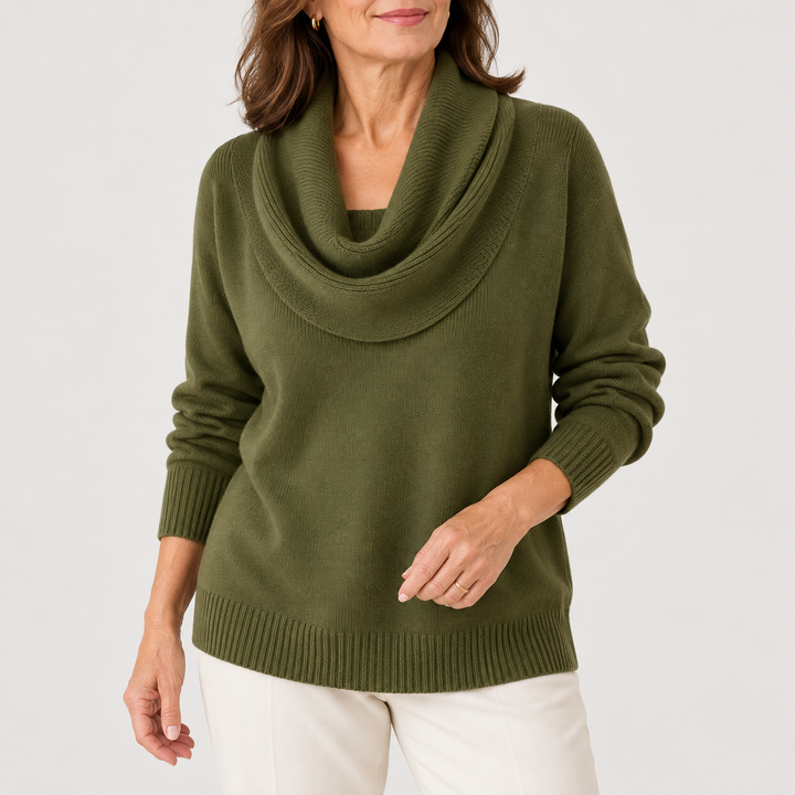 CLARISSA™ | SOFT COWL NECK SWEATER - Olive Green