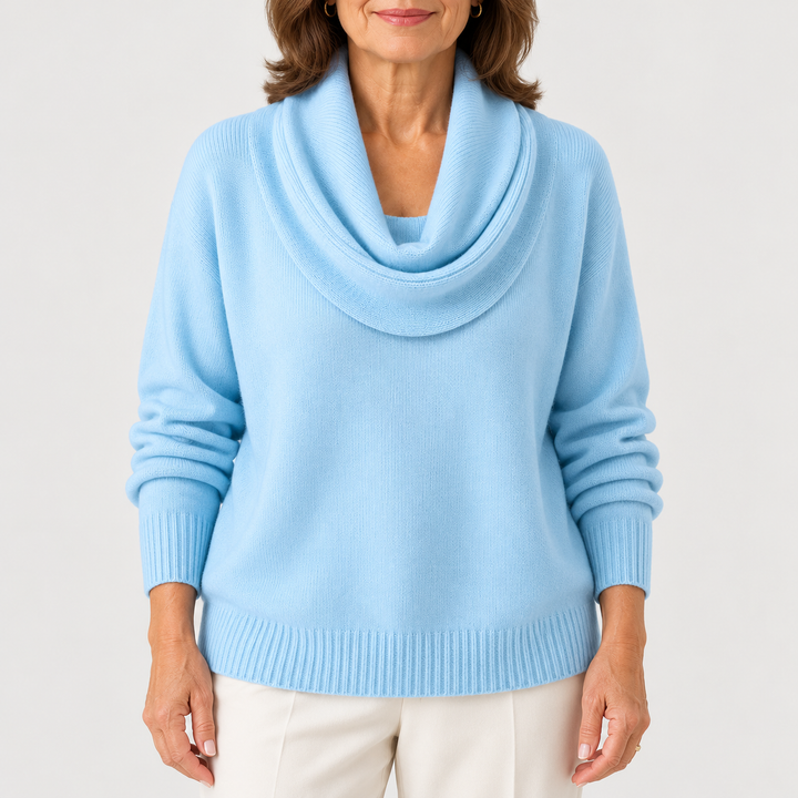 CLARISSA™ | SOFT COWL NECK SWEATER - Light Blue