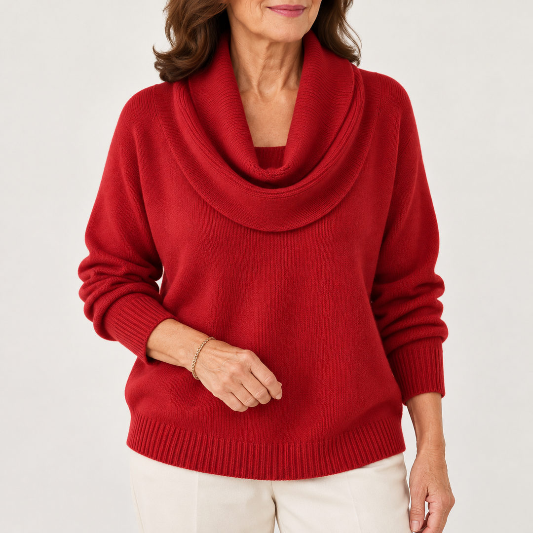 CLARISSA™ | SOFT COWL NECK SWEATER - Red