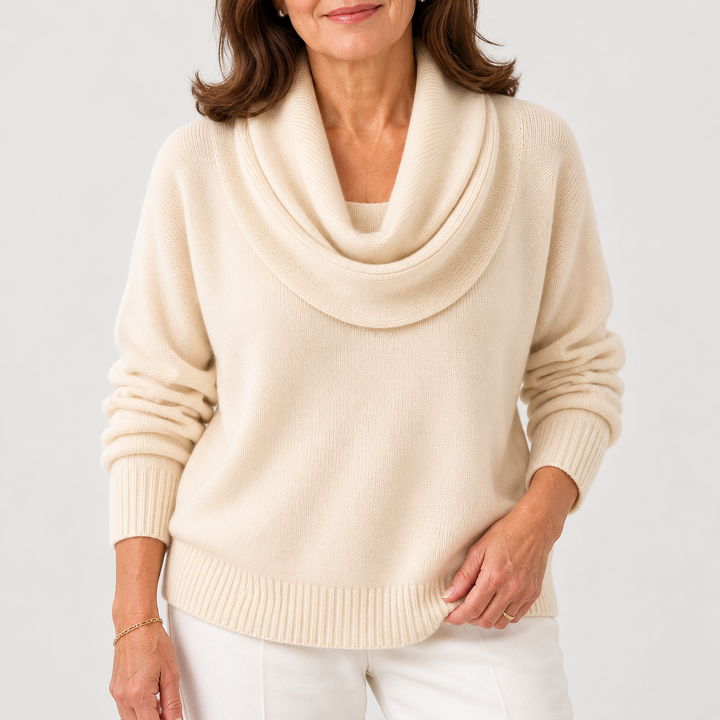 CLARISSA™ | SOFT COWL NECK SWEATER - Cream