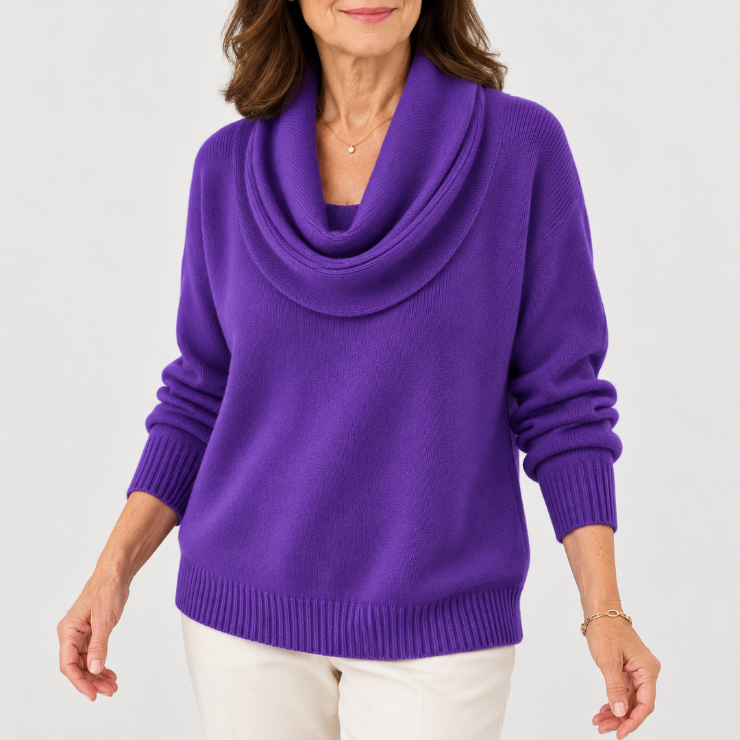 CLARISSA™ | SOFT COWL NECK SWEATER - Purple