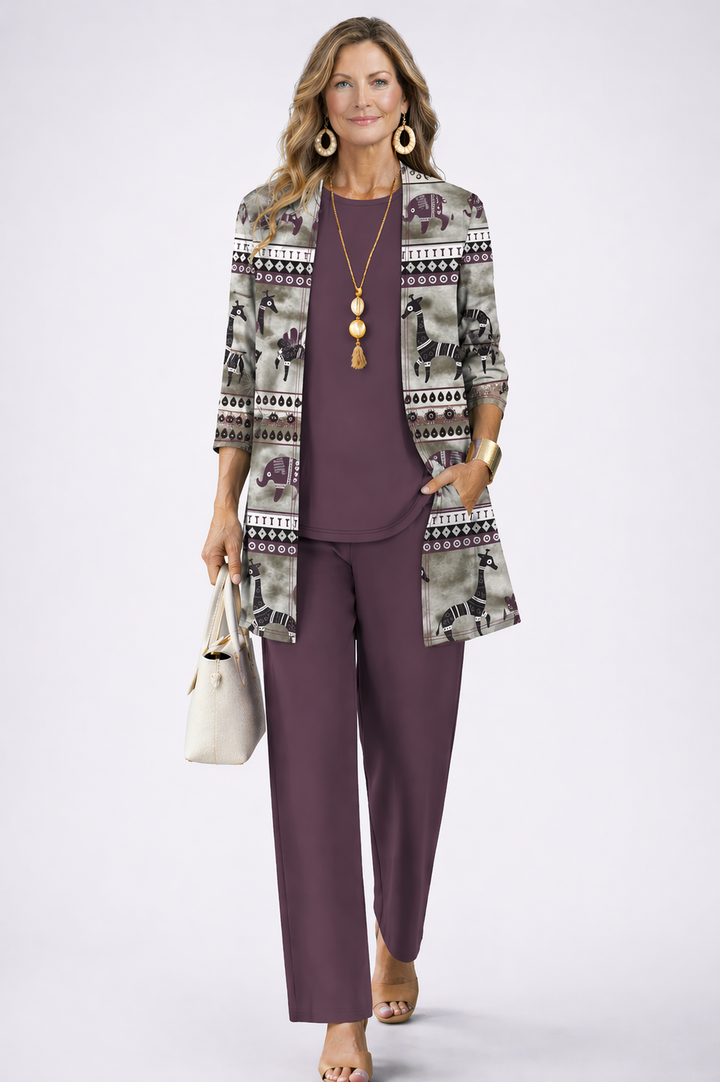 ODESSA | Elegant 3-Piece Set with Longline Cardigan