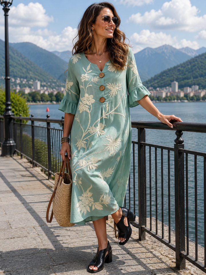 ELENI | FLORAL COTTON MIDI DRESS