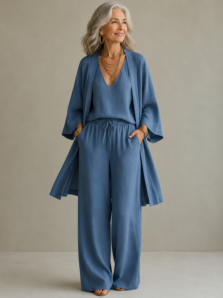 THEODORA | THREE-PIECE LINEN BLEND SET