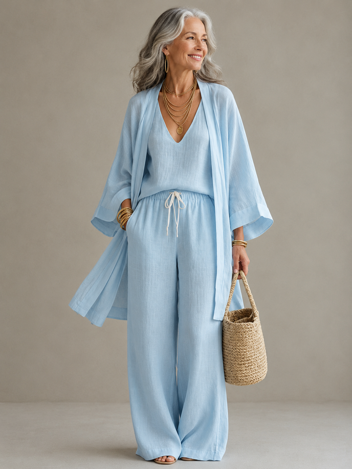 THEODORA | THREE-PIECE LINEN BLEND SET