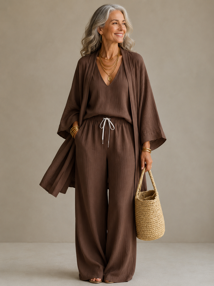 THEODORA | THREE-PIECE LINEN BLEND SET