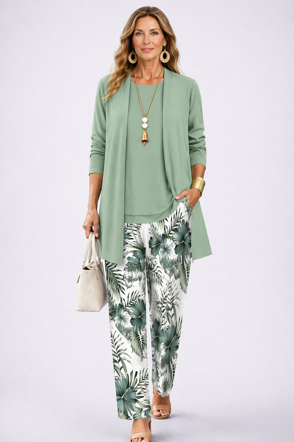 MAELLE | Elegant 3-Piece Set with Longline Cardigan