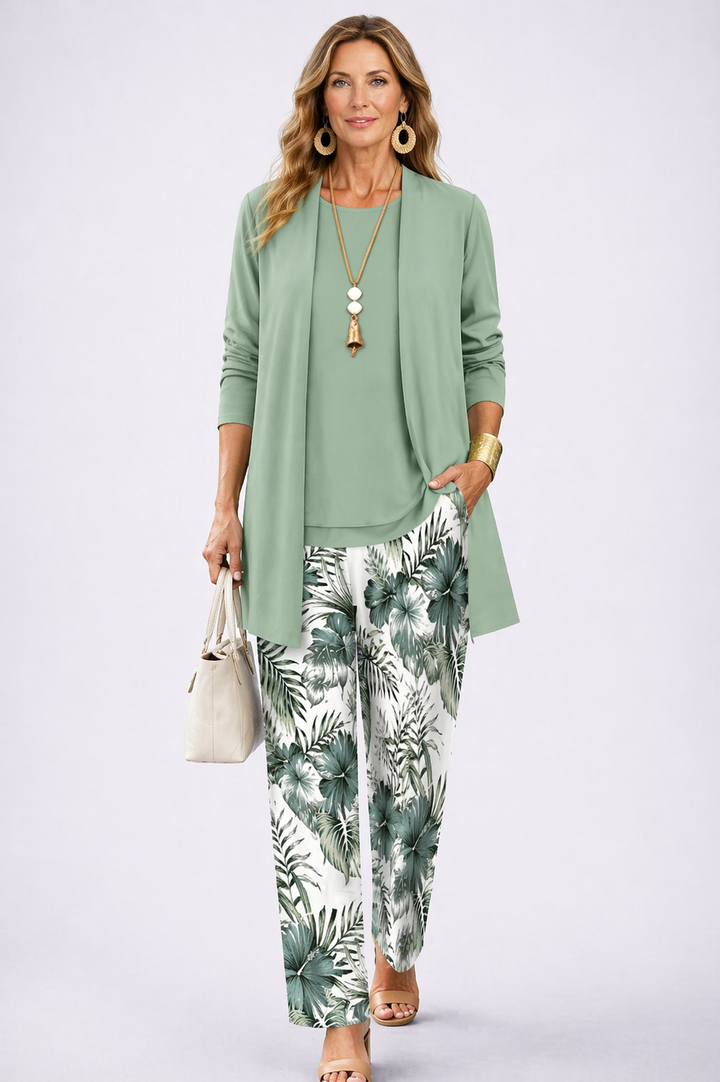 MAELLE | Elegant 3-Piece Set with Longline Cardigan