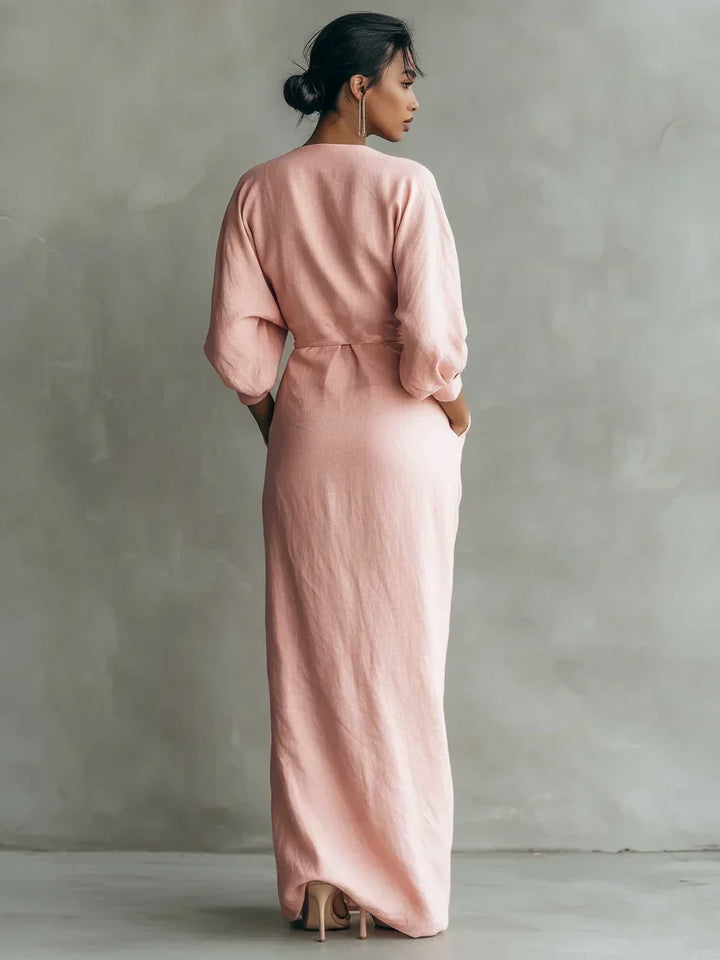 LAVINIA™ | WRAP-STYLE V-NECK MAXI DRESS