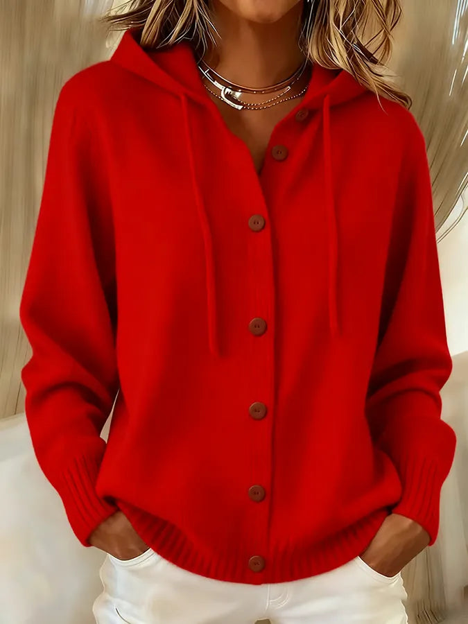 ELOWENA™ | COZY HOODED BUTTON CARDIGAN