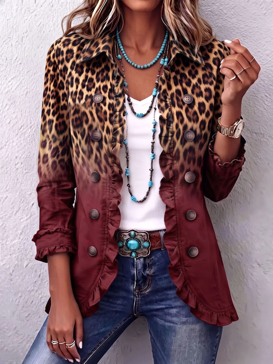 ROSMINE™ | VINTAGE LEOPARD RUFFLE JACKET