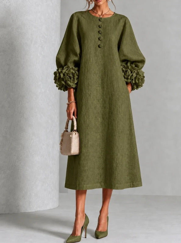 CECILIE™ | ROMANTIC FLORAL BUTTON MIDI DRESS
