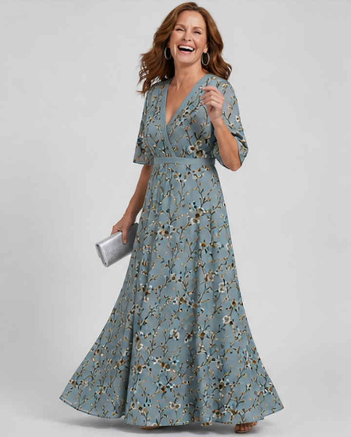 VITTORIA™ | ELEGANT FLORAL WRAP MAXI DRESS