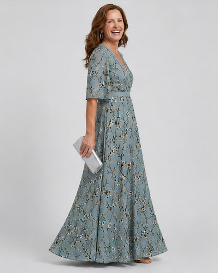 VITTORIA™ | ELEGANT FLORAL WRAP MAXI DRESS