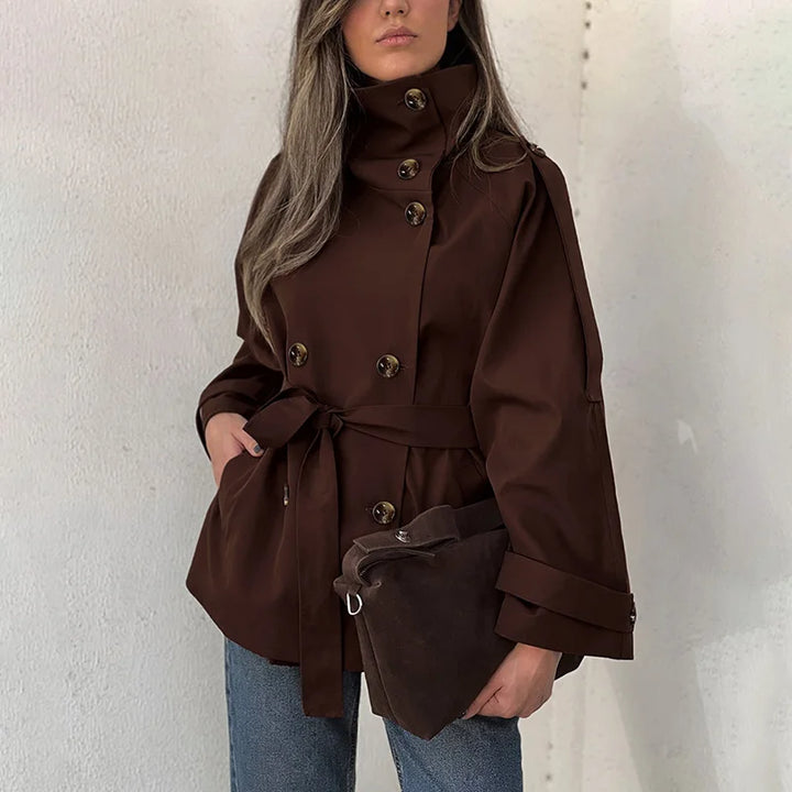 VINTAGE HIGH-NECK DOUBLE-BREASTED TRENCH COAT
