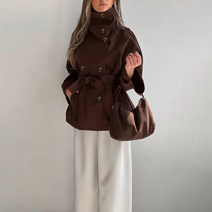 VINTAGE HIGH-NECK DOUBLE-BREASTED TRENCH COAT