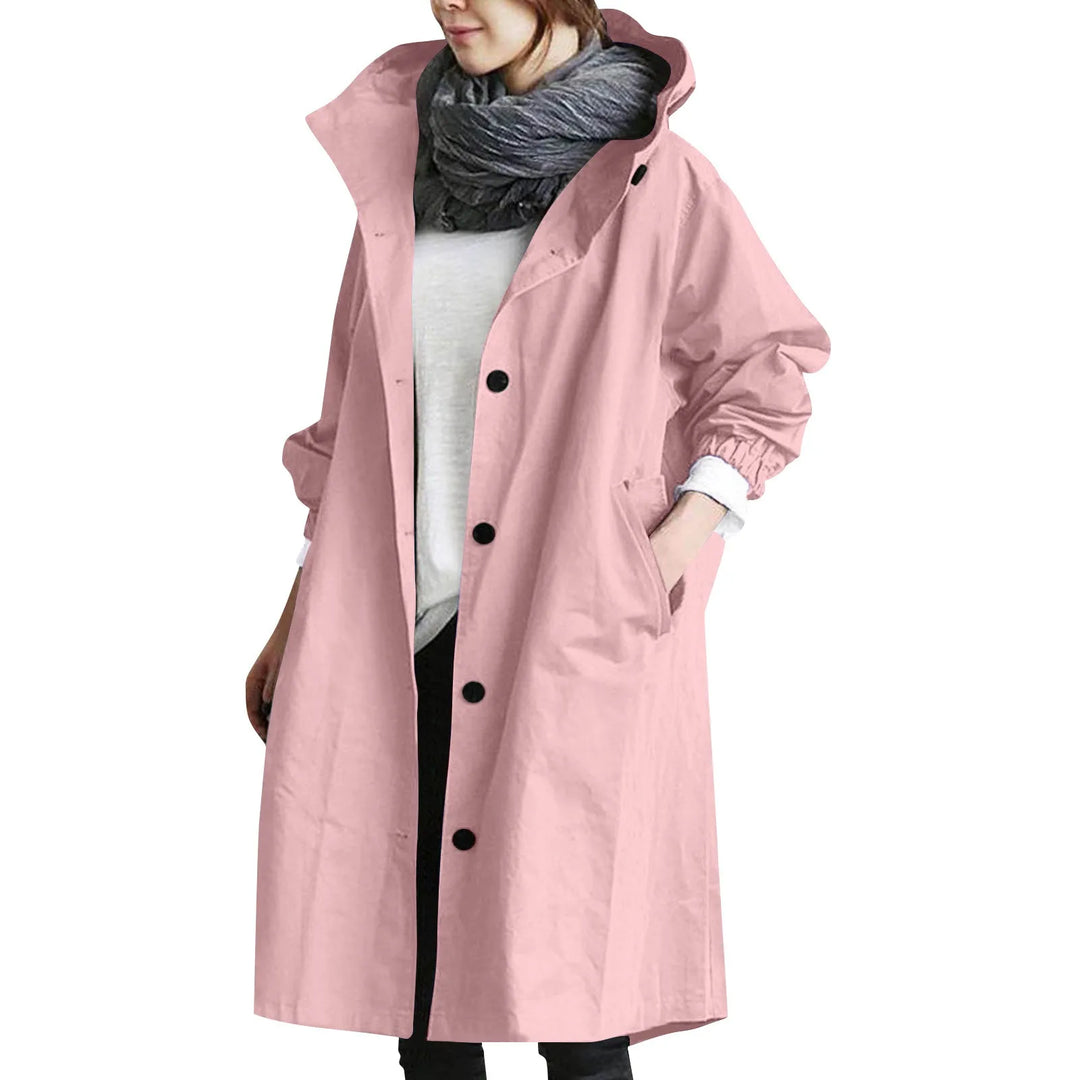 LONG HOODED LIGHTWEIGHT TRENCH COAT
