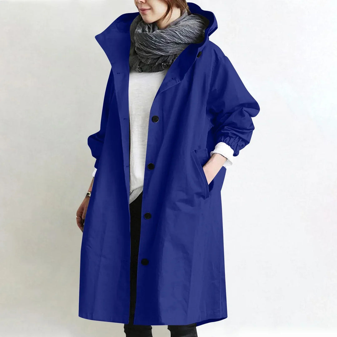 LONG HOODED LIGHTWEIGHT TRENCH COAT