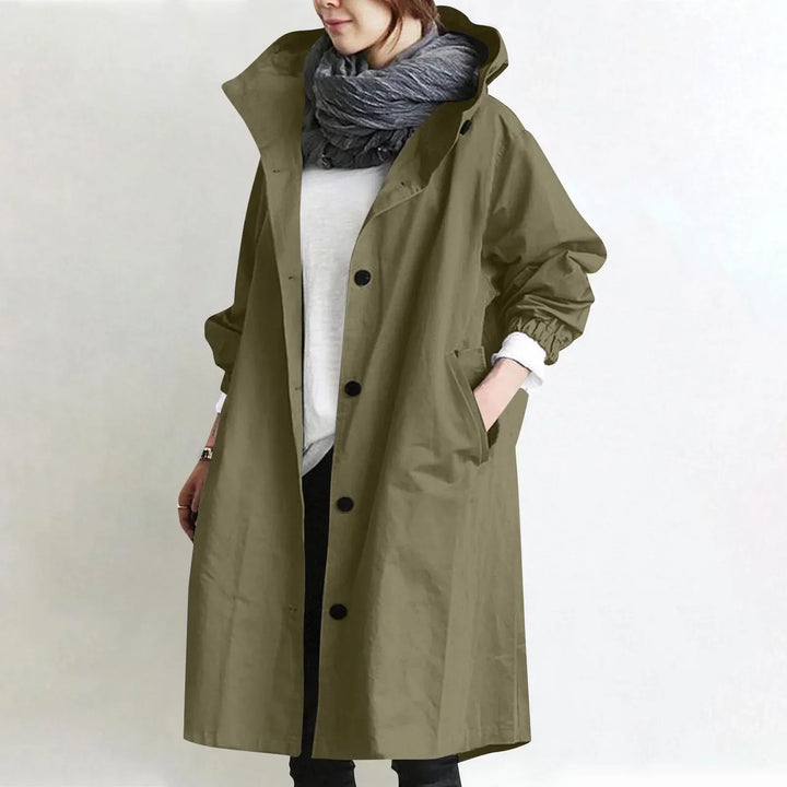 LONG HOODED LIGHTWEIGHT TRENCH COAT