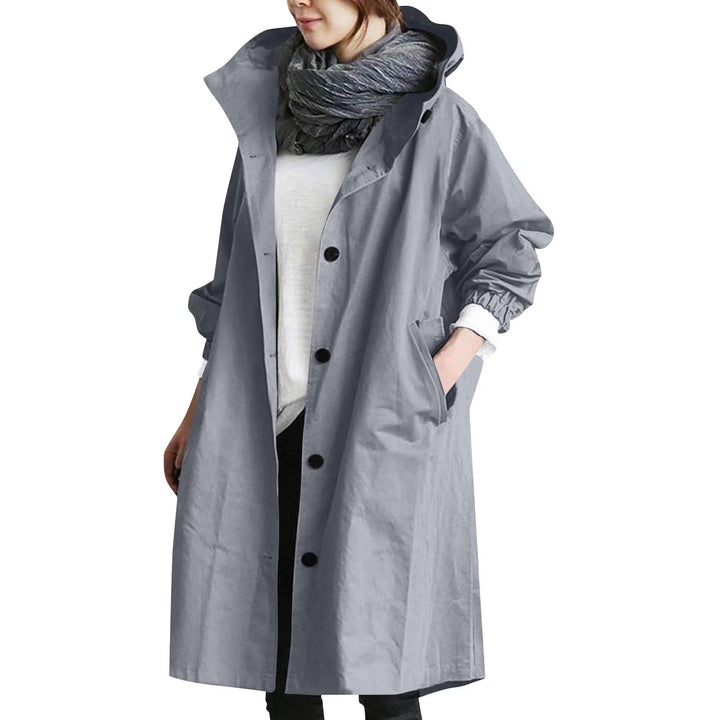 LONG HOODED LIGHTWEIGHT TRENCH COAT