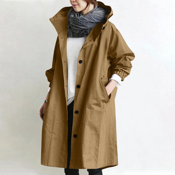 LONG HOODED LIGHTWEIGHT TRENCH COAT