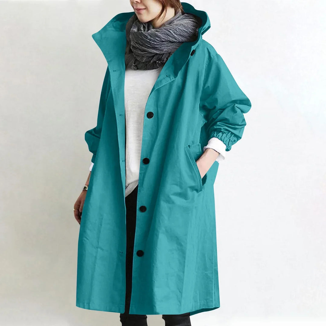 LONG HOODED LIGHTWEIGHT TRENCH COAT