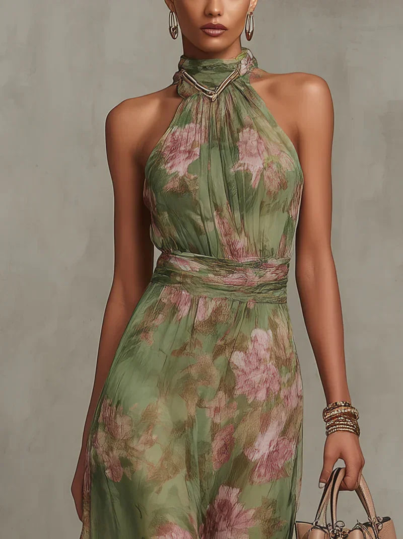 ROSA | Floral Maxi Dress with Defined Waist
