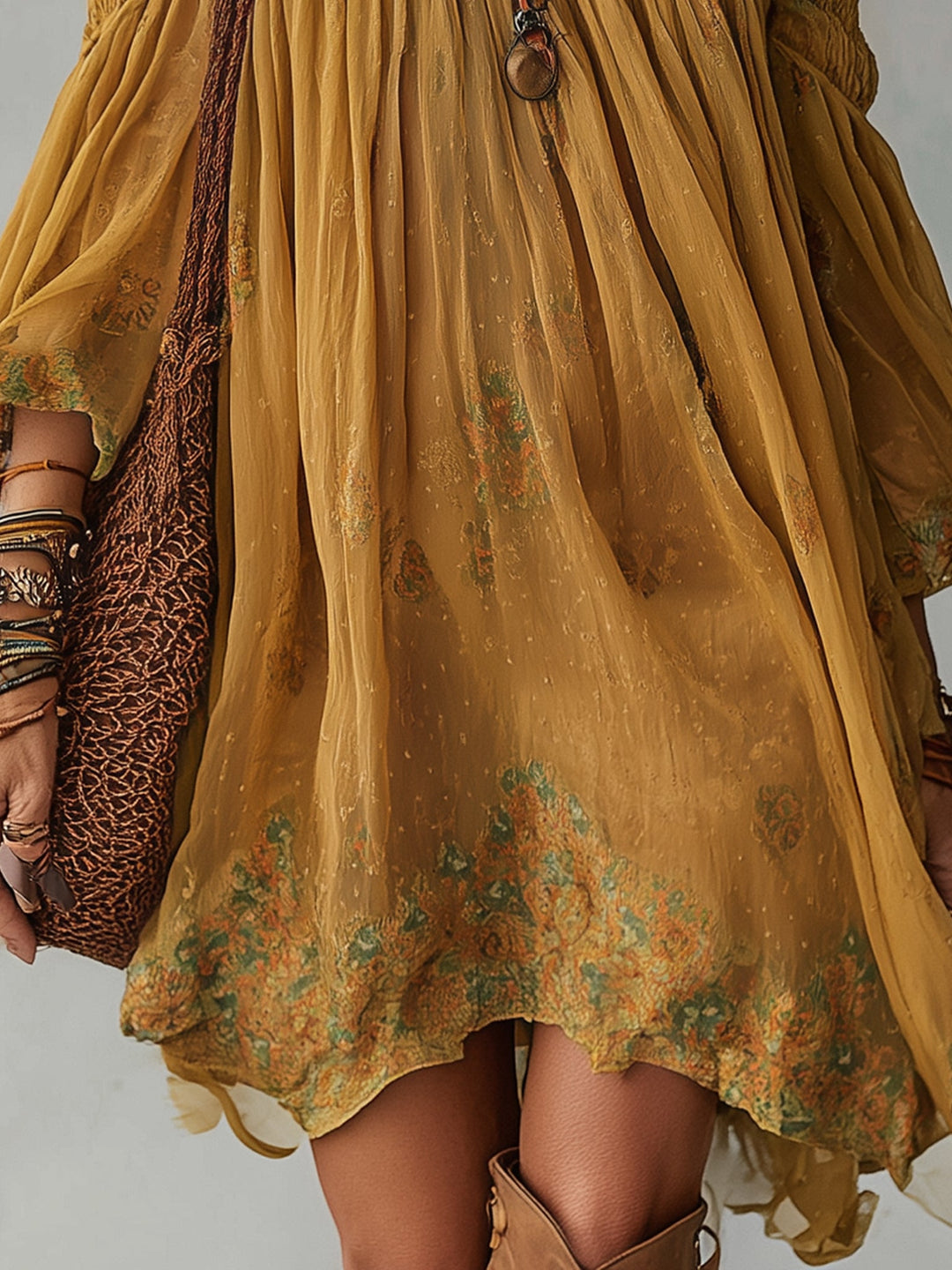 MILA | Yellow Floral Off-Shoulder Mini Dress