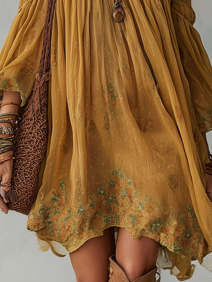 MILA | Yellow Floral Off-Shoulder Mini Dress