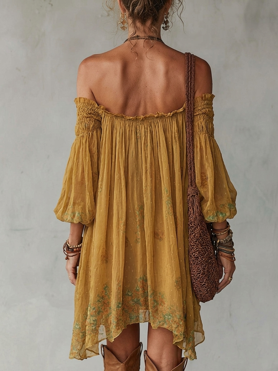 MILA | Yellow Floral Off-Shoulder Mini Dress