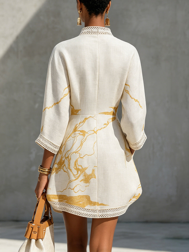LUNA | Textured Mini Dress with Crochet Lace
