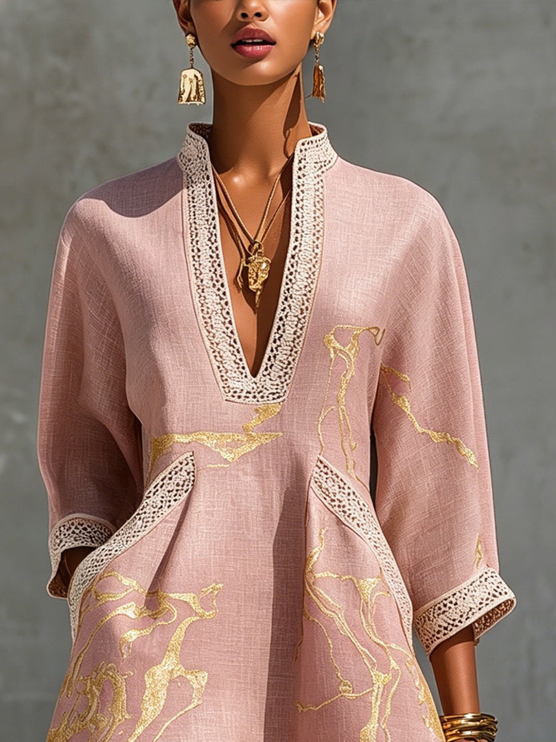 LUNA | Textured Mini Dress with Crochet Lace