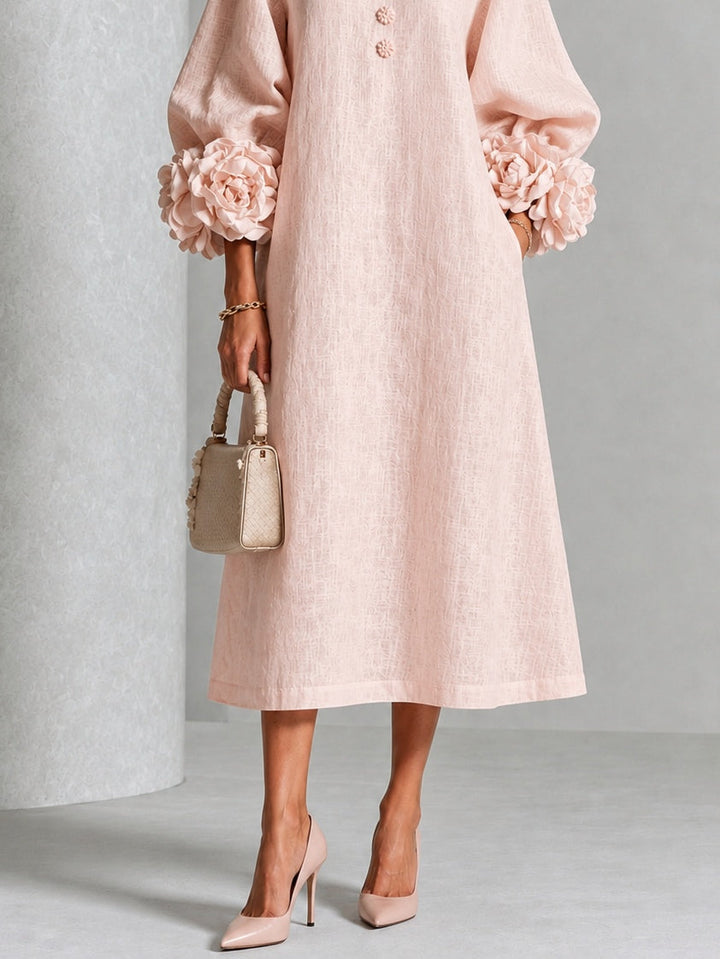CECILIE™ | ROMANTIC FLORAL BUTTON MIDI DRESS