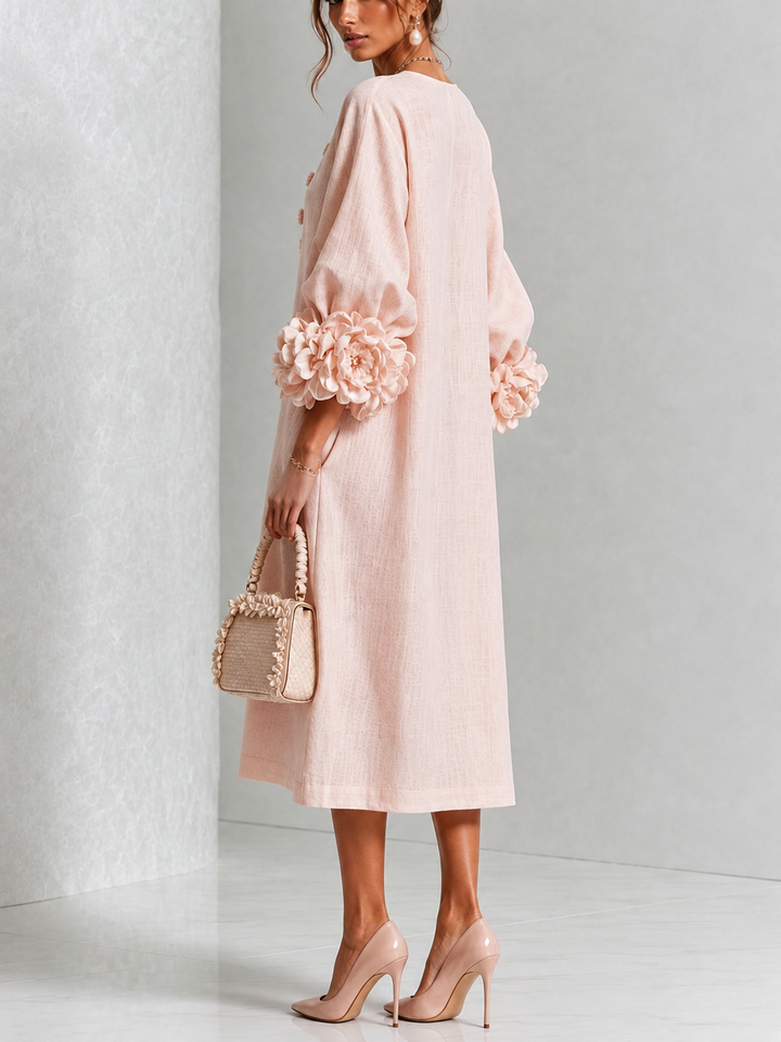 CECILIE™ | ROMANTIC FLORAL BUTTON MIDI DRESS