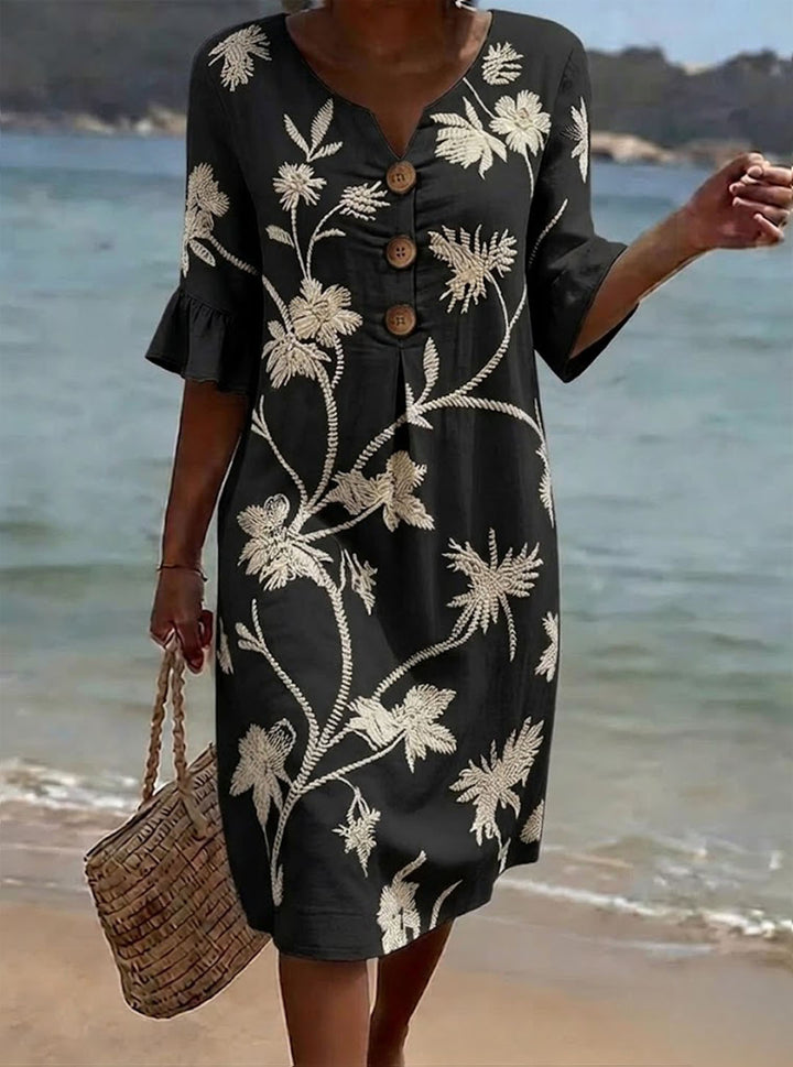 ELENI | FLORAL COTTON MIDI DRESS