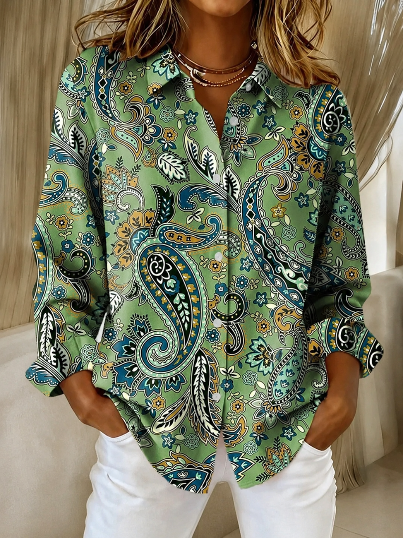 ELVETTA™ | PAISLEY BUTTON-UP BLOUSE