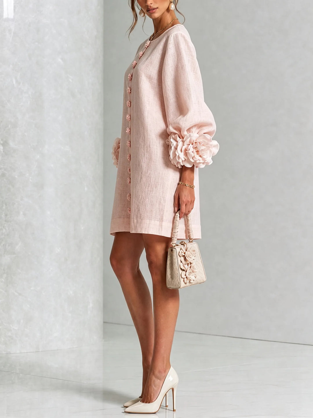 IVY | Mini Dress with Statement Flower Cuffs