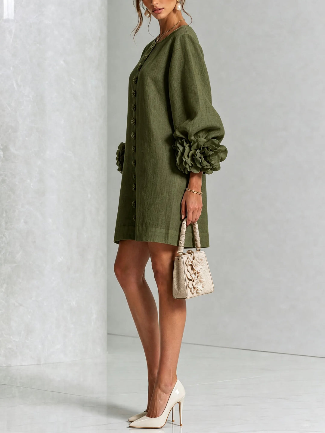 IVY | Mini Dress with Statement Flower Cuffs