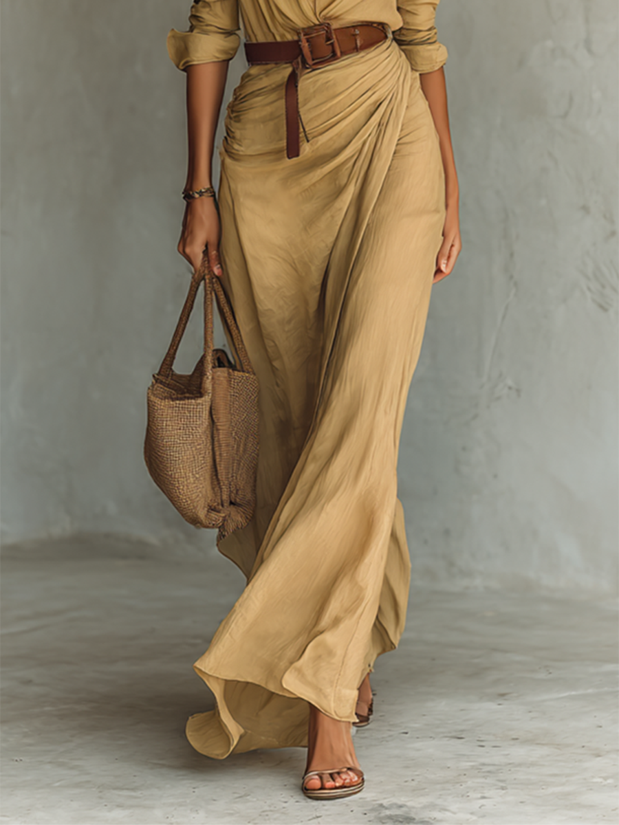 VICTORIA | Flowing Maxi Dress with Lapel Collar