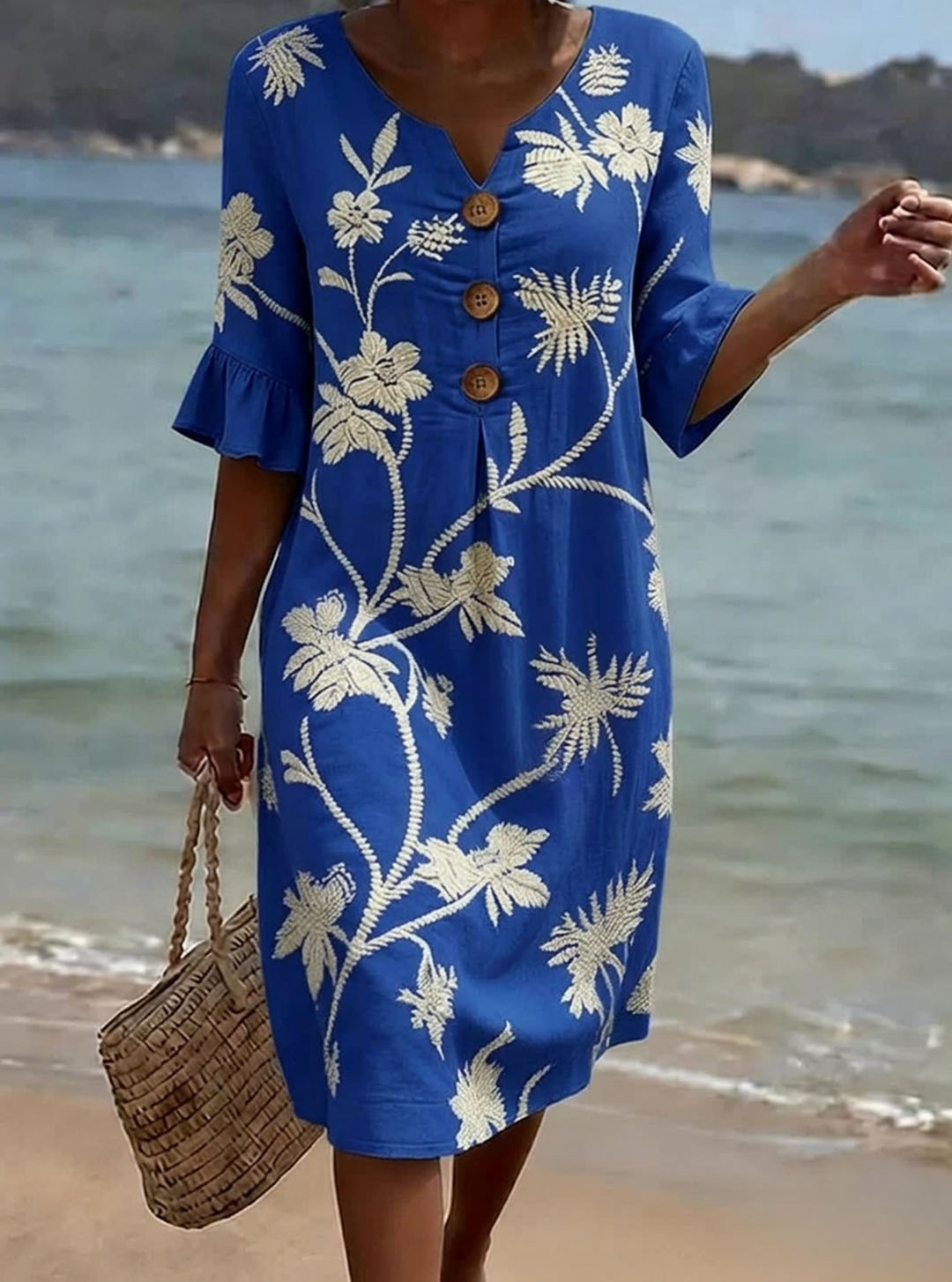 ELENI | FLORAL COTTON MIDI DRESS