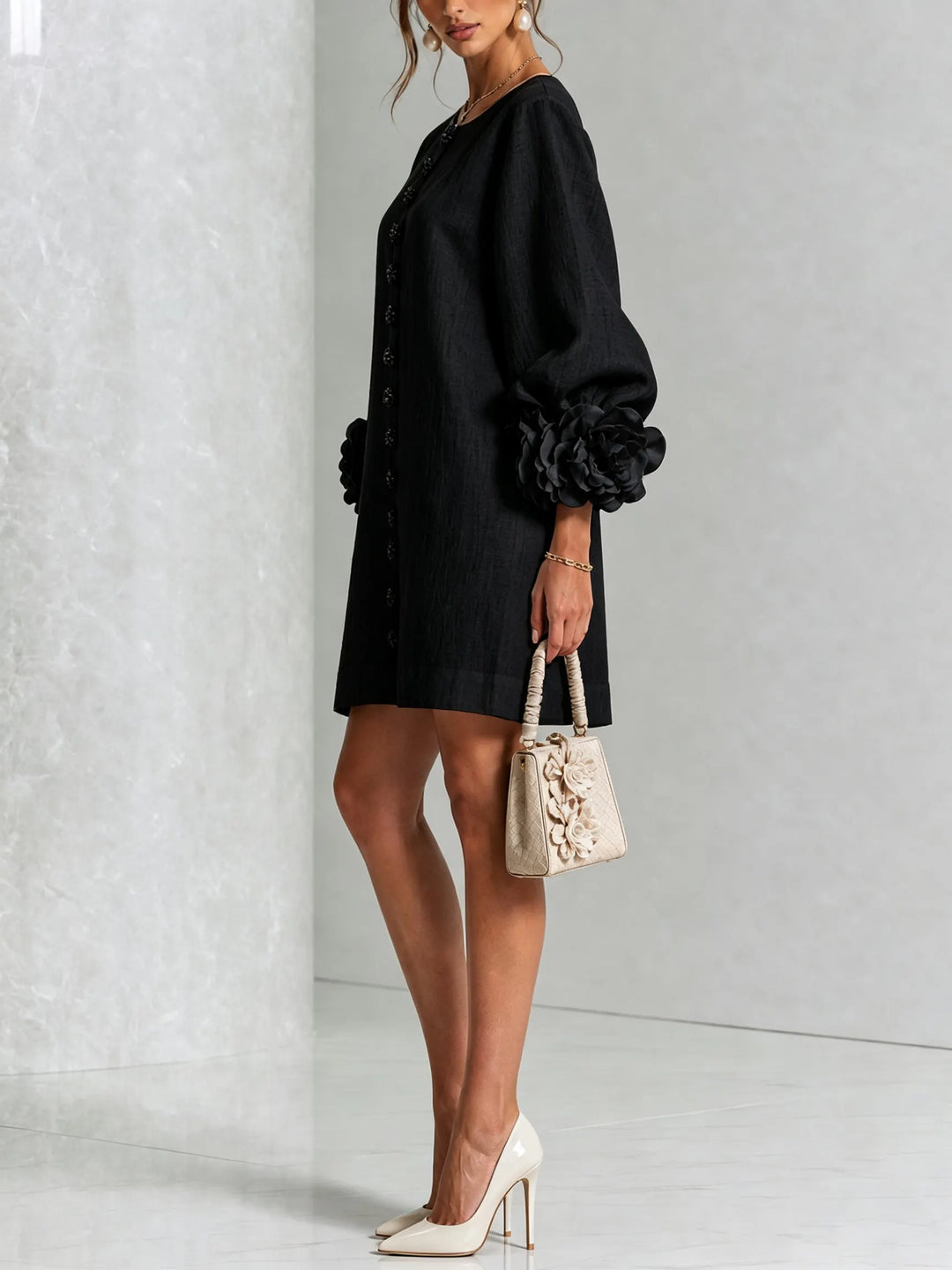 IVY | Mini Dress with Statement Flower Cuffs