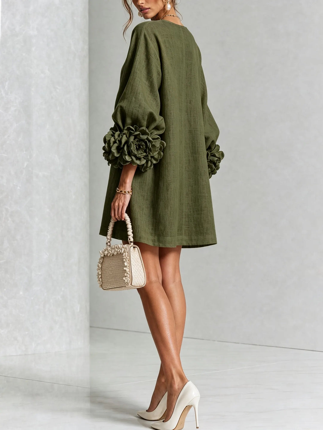 IVY | Mini Dress with Statement Flower Cuffs