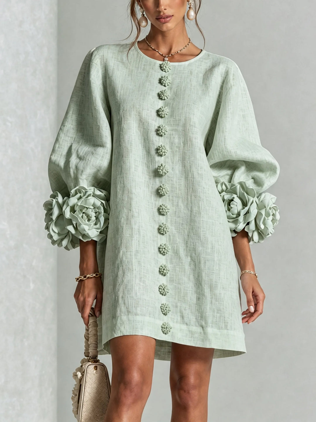 IVY | Mini Dress with Statement Flower Cuffs