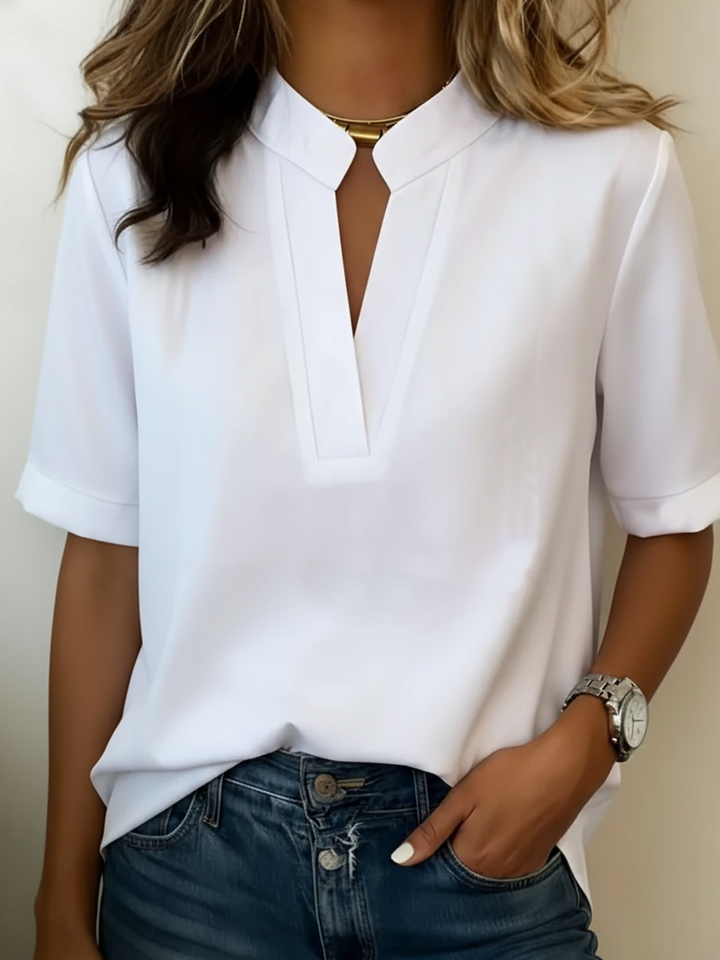NERISSA™ | CHIC V-NECK BLOUSE WITH GOLD DETAIL