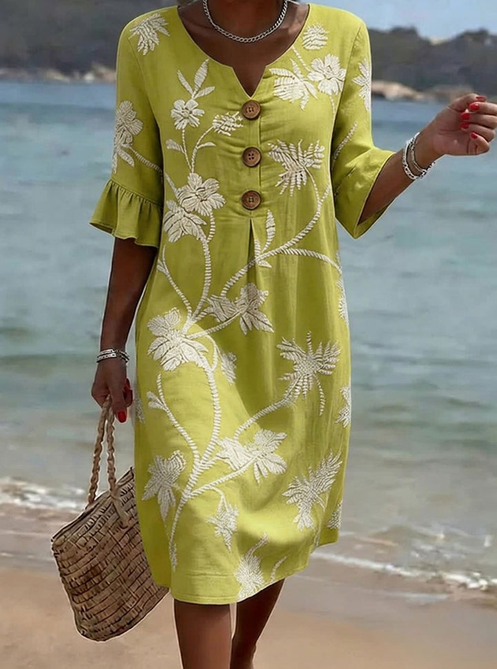 ELENI | FLORAL COTTON MIDI DRESS