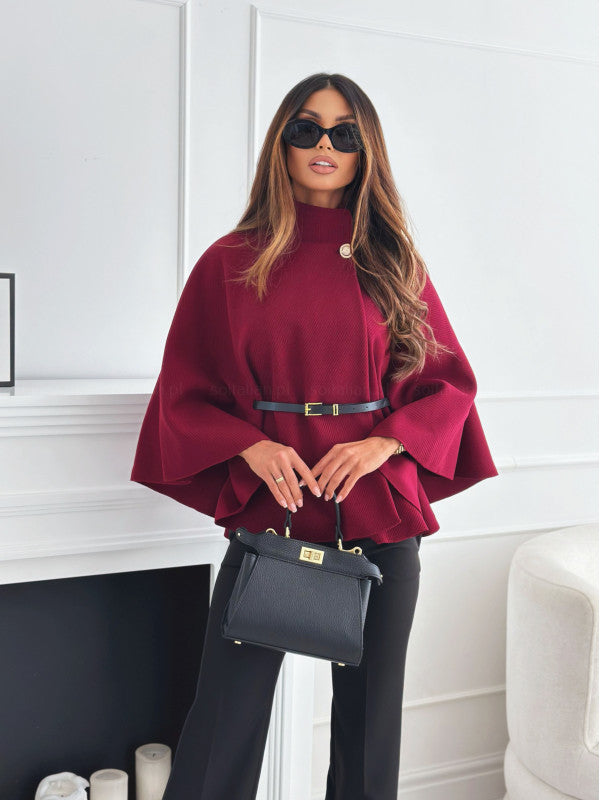 ELEGANT BUTTERFLY-SLEEVE JACKET WITH WAIST BELT