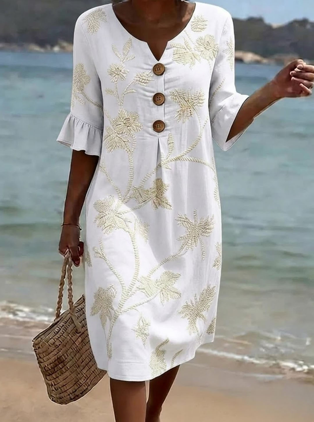 ELENI | FLORAL COTTON MIDI DRESS